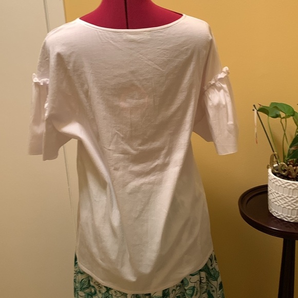 Stefanel White Blouse with Ruffle Detail on short sleeves - Picture 6 of 9